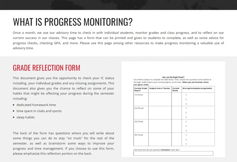 Screenshot of an advisory activity
