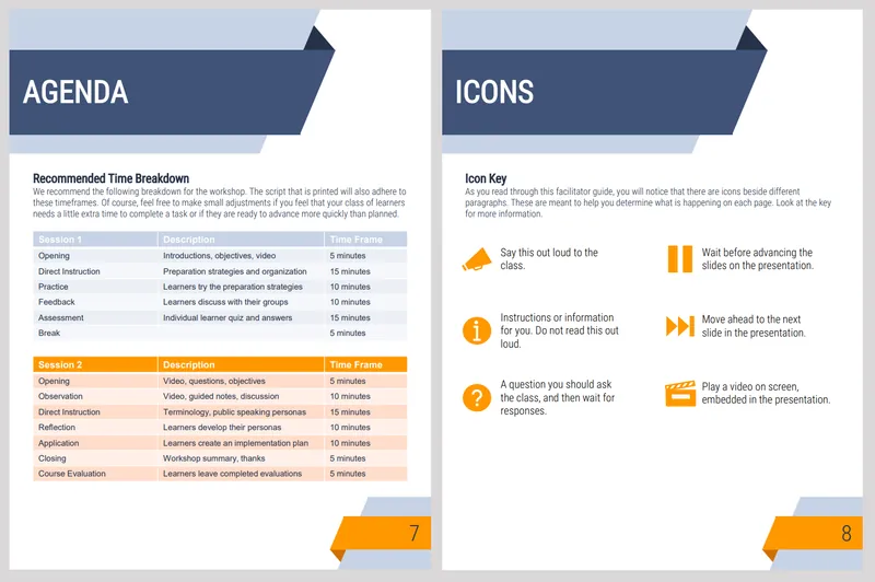 Screenshot of the agenda page