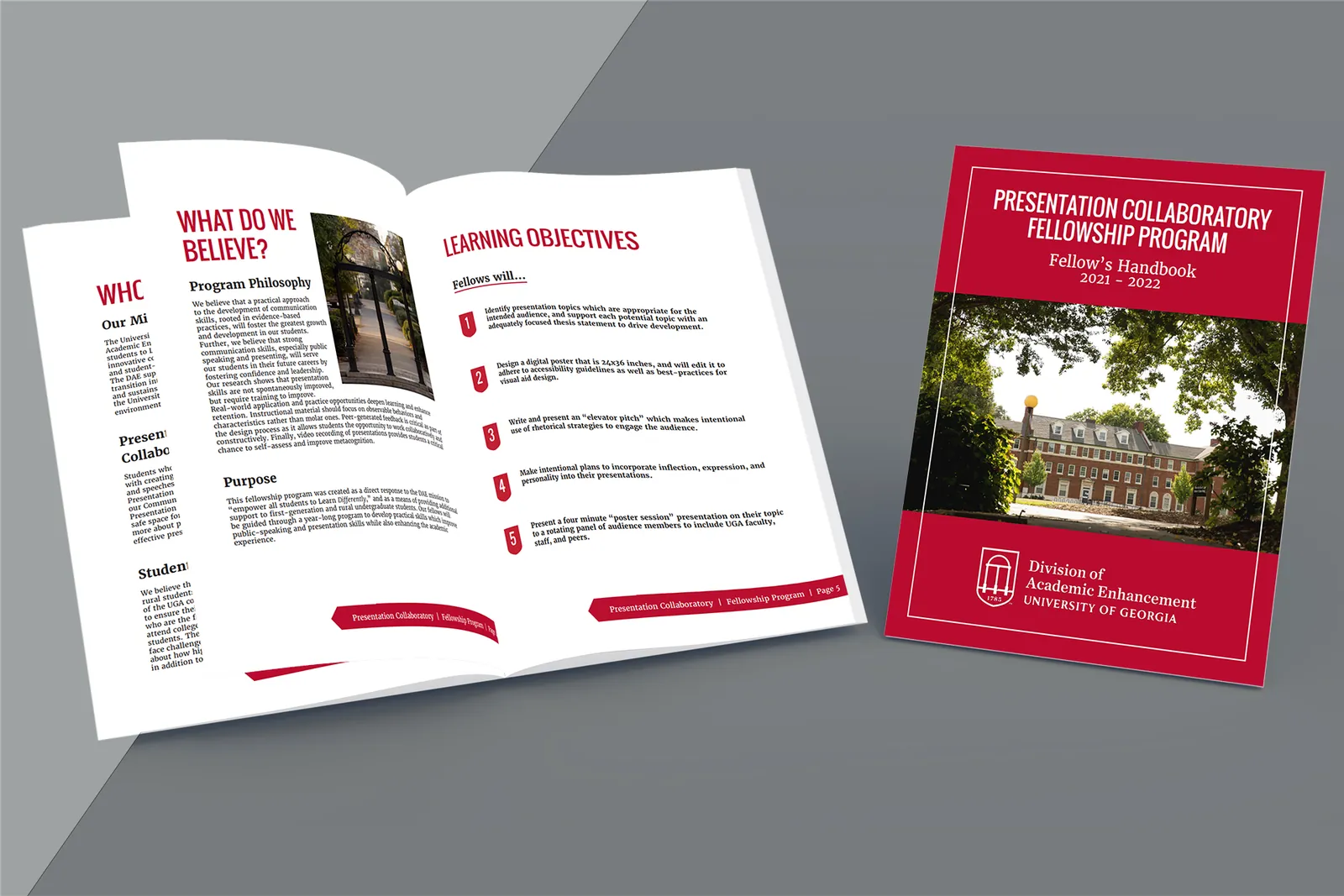 The Presentation Collaboratory Fellowship Program Fellow’s Handbook, shown open and closed